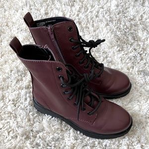 Burgundy Combat Boots